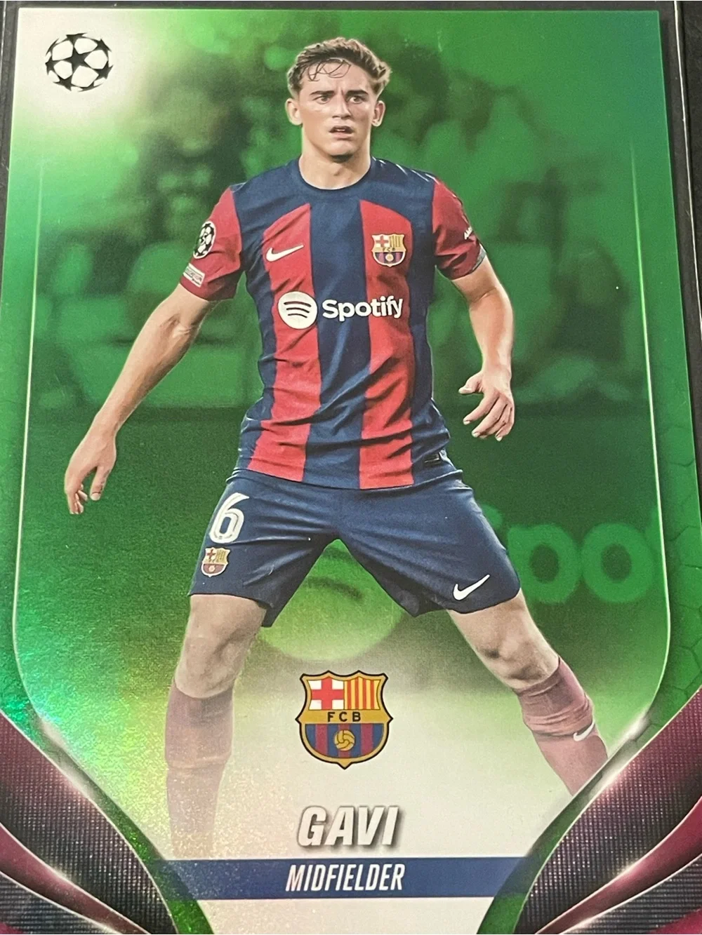 2023/24 Topps Chrome UEFA Club Competitions Gavi #63 Neon Green Refractor 71/199